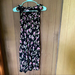 Cinnamon Girl Black Floral Midi Dress Size XS